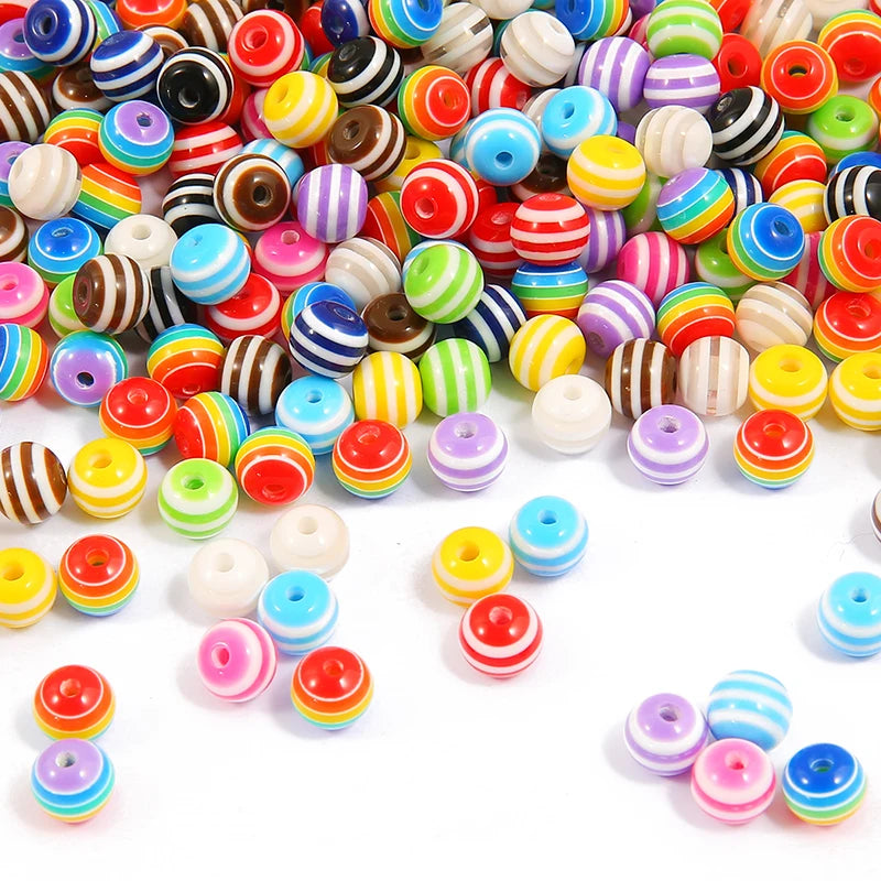 Plastic Beads Supplier Wholesale High Quality Resin Striped Beads Mixed Color for DIY Bracelet Necklace Making Accessories