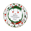 Wholesale Christmas Dinnerware Set New Xmas Style Ceramic Round Dinner Plates Golden Edge Eco-Friendly Color Enamel Technique
