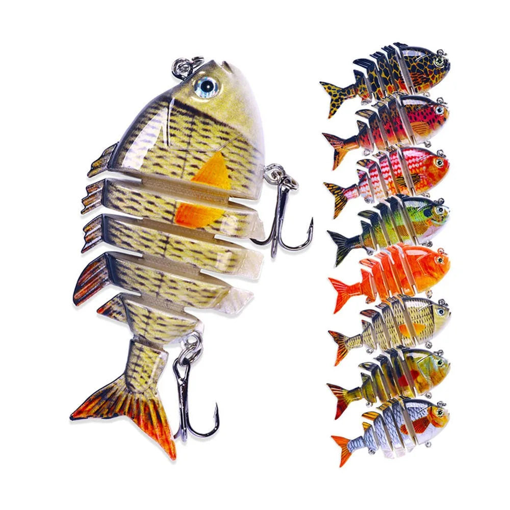 Wholesale JM067 8cm 15g Artificial ABS Hard Plastic Baits 6 Sections Multi Jointed Minnow Fishing Lures