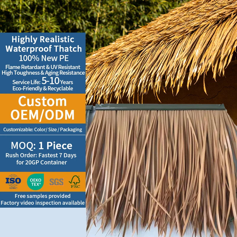 Factory Price Modern Synthetic Straw Roof Thatch Tiles Sustainable Artificial Thatch Roofing for Export