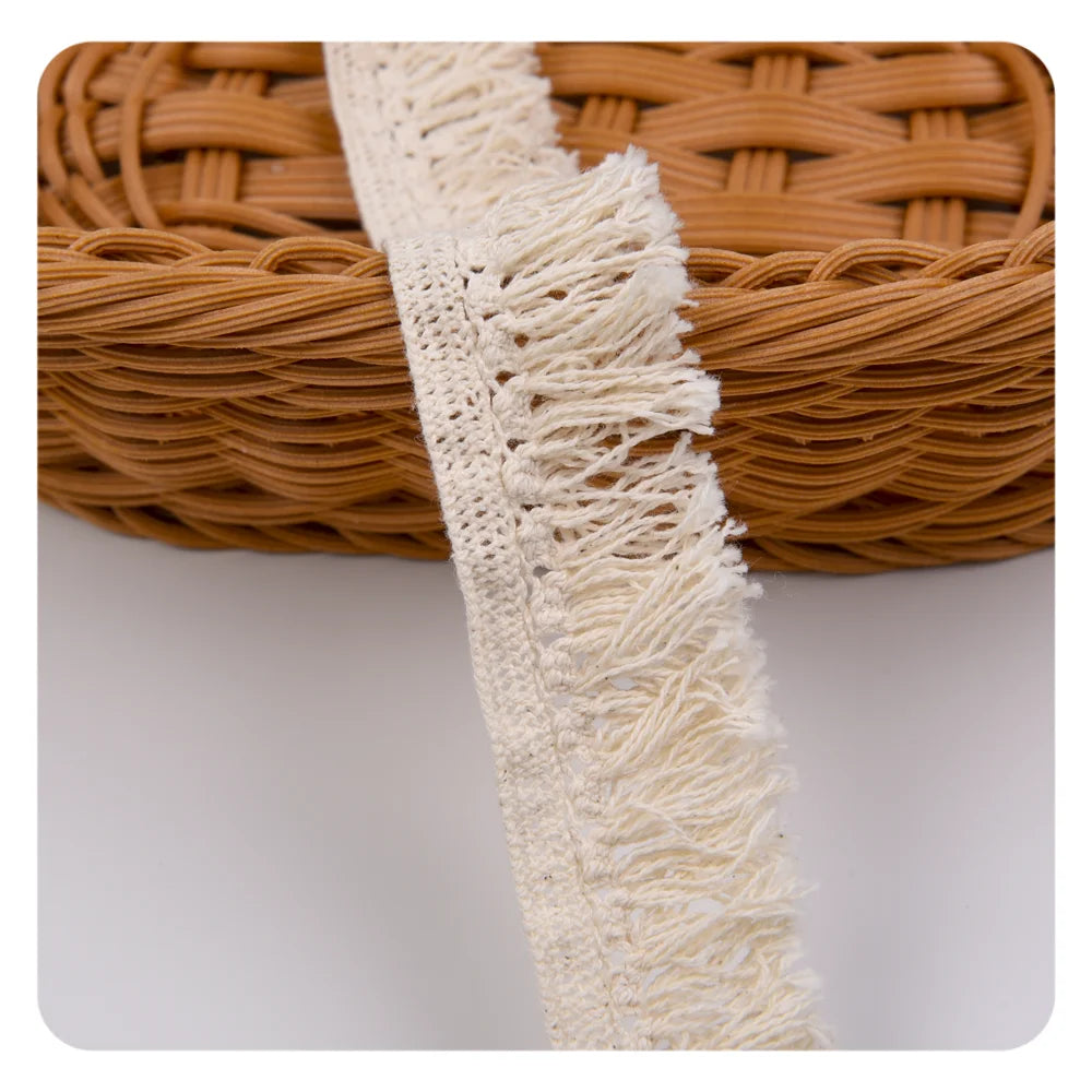 New Arrival White 100% Cotton Trim Lace Crochet Tassel Fringe Lace Trim for Sewing and Crafts