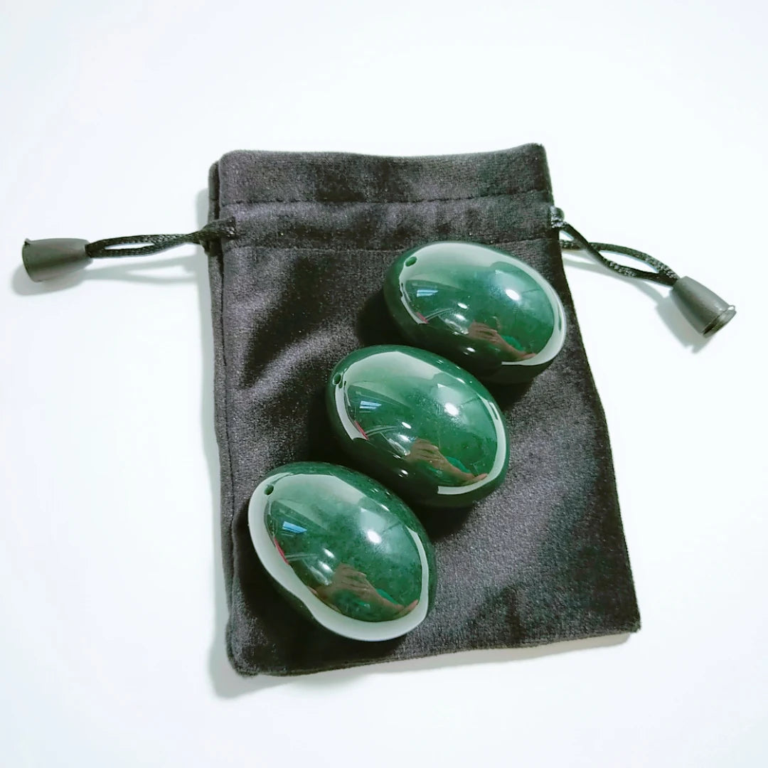 Huiying Energy Healing Drilled Bulk Selling Yoni Egg Nephrite Jade Egg Set Crystal Crafts