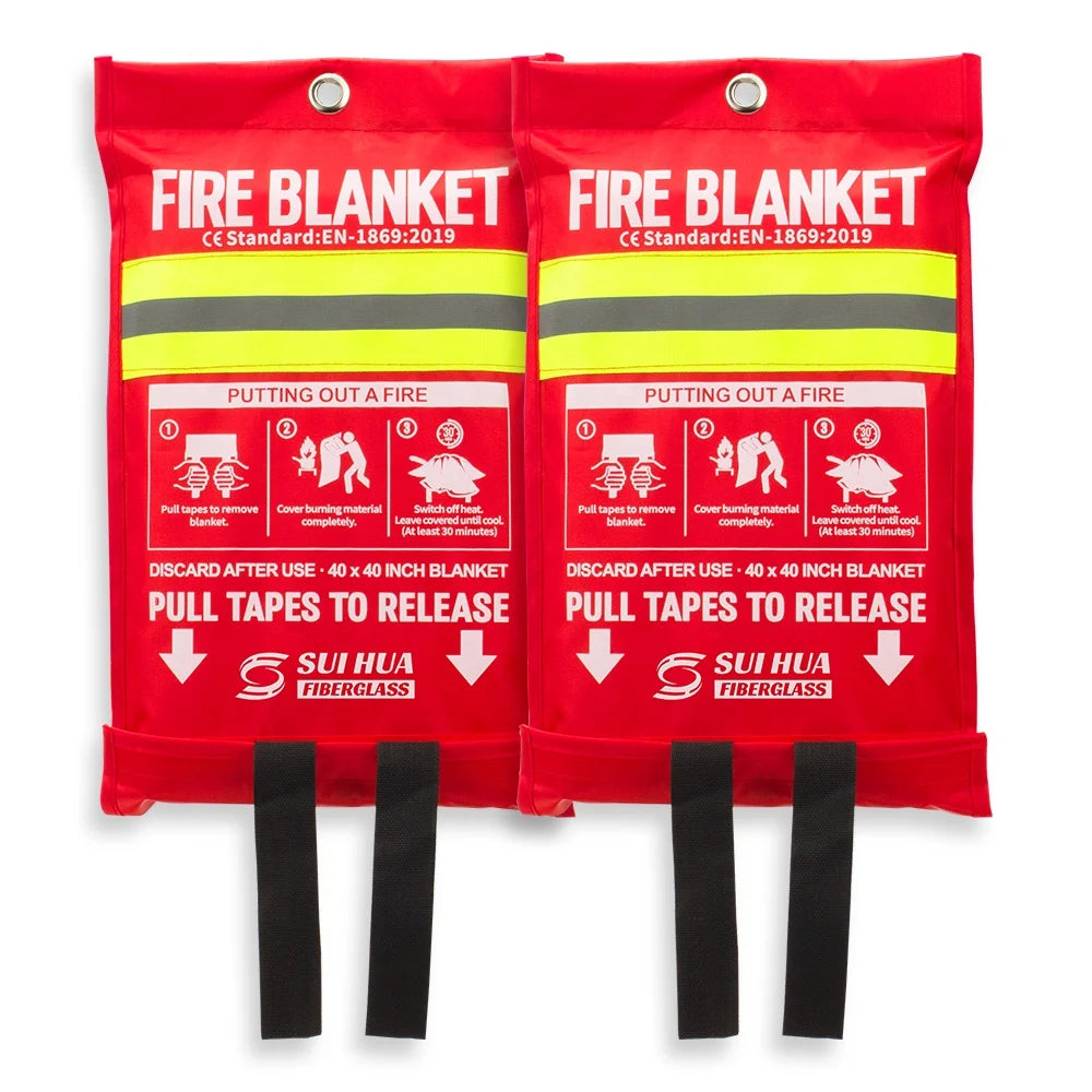 EN 1869 CE Certified 1.2m*1.8m 100% Fiberglass Fireproof 550C Temperature Resistant Kitchen Use Extinguishing Fire Blanket