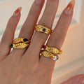 Dazan SUMMER New HOT Ins 18k PVD Gold Plated Stainless Steel Chunky Streetwear Black 3A Zircon Snake Ring India Abstract Jewelry