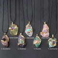 Irregular Healing Crystal Natural Stone Fluorite Rose Quartz Amethyst Necklace Gemstone Raw Stone Necklace for Women Men Gift