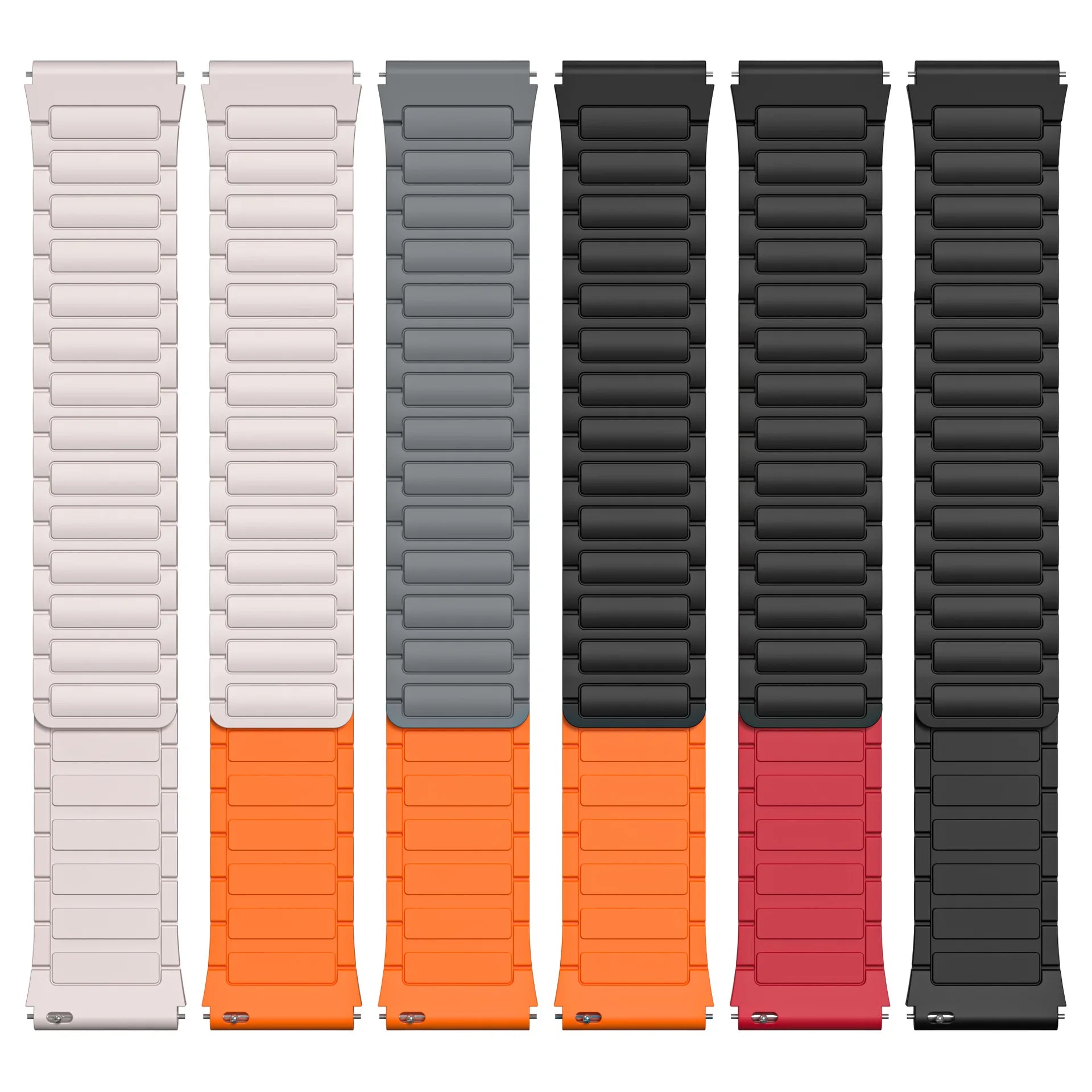 22mm Sport Quick Release Watch Strap Double Color Silicone Rubber Wrist Band with Magnetic for Samsung Watch