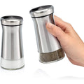 Premium Salt and Pepper Shakers Dispenser With Shaker Lids Seasoning Containers Storage Elegant Stainless Steel Spice Jars Set