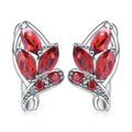 Abiding Natural Red Garnet Leaf Handmade 925 Sterling Silver Fashion Jewelry Designer Charm Earrings for Women