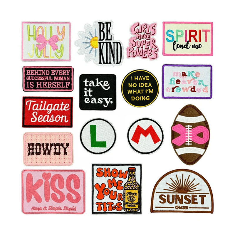 Wholesale Letter Howday Kiss Baseball Embroidery Patch Custom logo Design Applique  Iron on Patch for Clothing Hat DIY