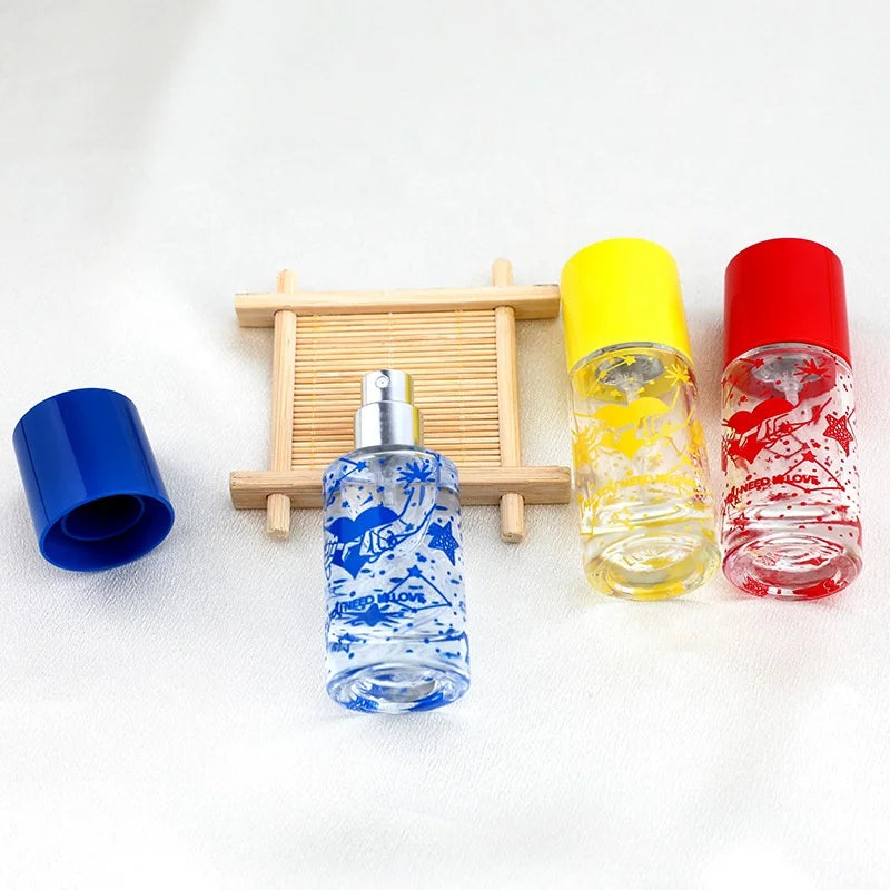 20ml 30ml Cylindrical Luxury Glass Perfume Bottle with Screen Printed Design Pump Sprayer Reed Diffuser Ready Empty Bottle