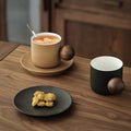 Wholesale Creative Customized Logo Wide Glass Reusable Coffee Cups Mugs Gift Set with Wooden Handle Food Grade Japandi Style