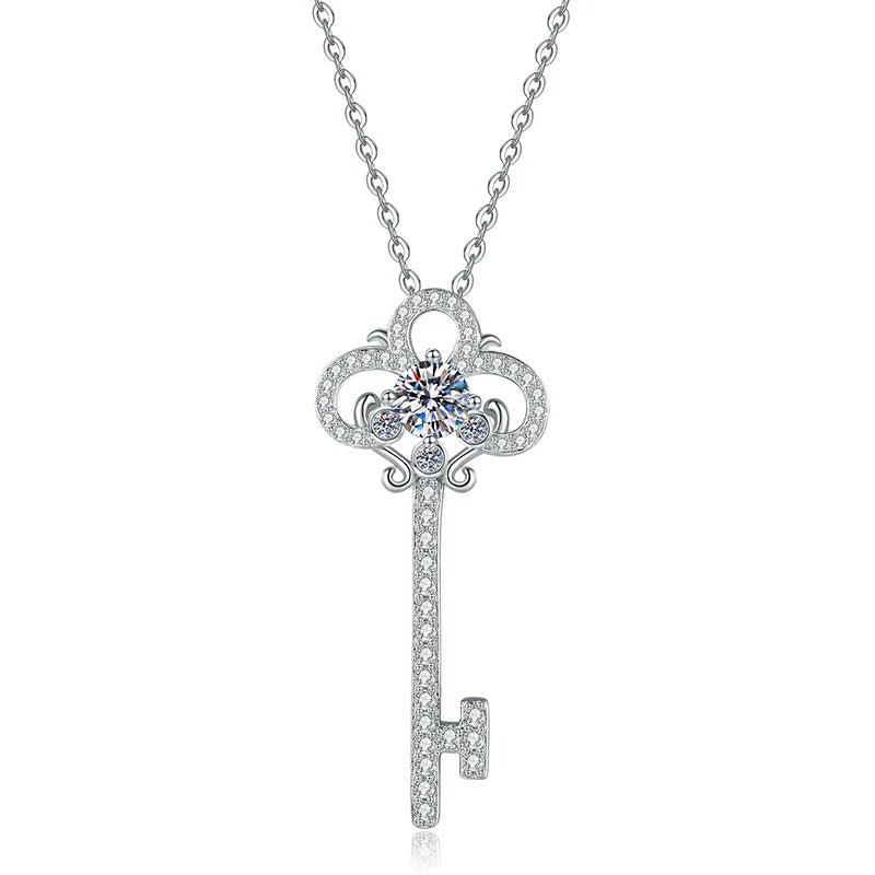 Hot Sale 925 Sterling Silver Jewelry Twilight Saga Keys 0.5carat Vvs D Moissanite Jewelry Pendant Necklace for Women