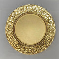Different Styles Round Gold Vintage Lace Unique Textures Double Plating Heat Insulation Fruit Bowl Tray Decorative Charger Plate