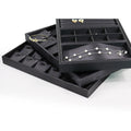 Large Black Pu Leather Jewelry Necklace Bracelet Rings Bangles Retail Shop Store Cabinet Display & Packing case Set showcase