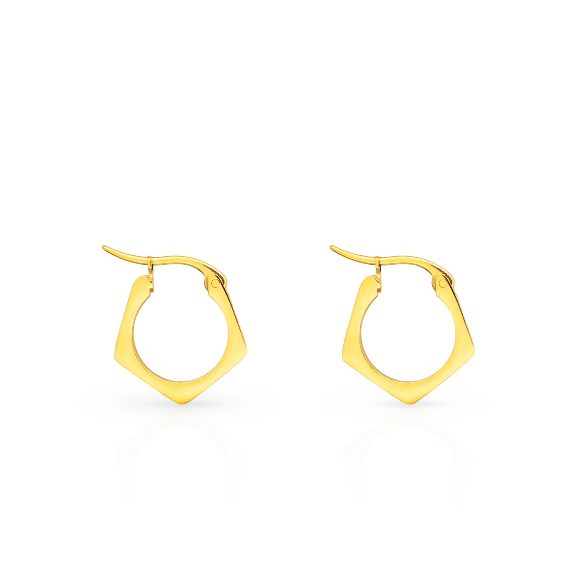 Chris April in Stock 316L Stainless Steel PVD Plated Minimalist Pentagong Hoop Earrings