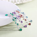 C4795 Abiding 925 Silver Rhodium Plated  Cz Natural Blue Topaz Green Agate Amethyst Garnet Long Tassel Earrings for Women Gifts