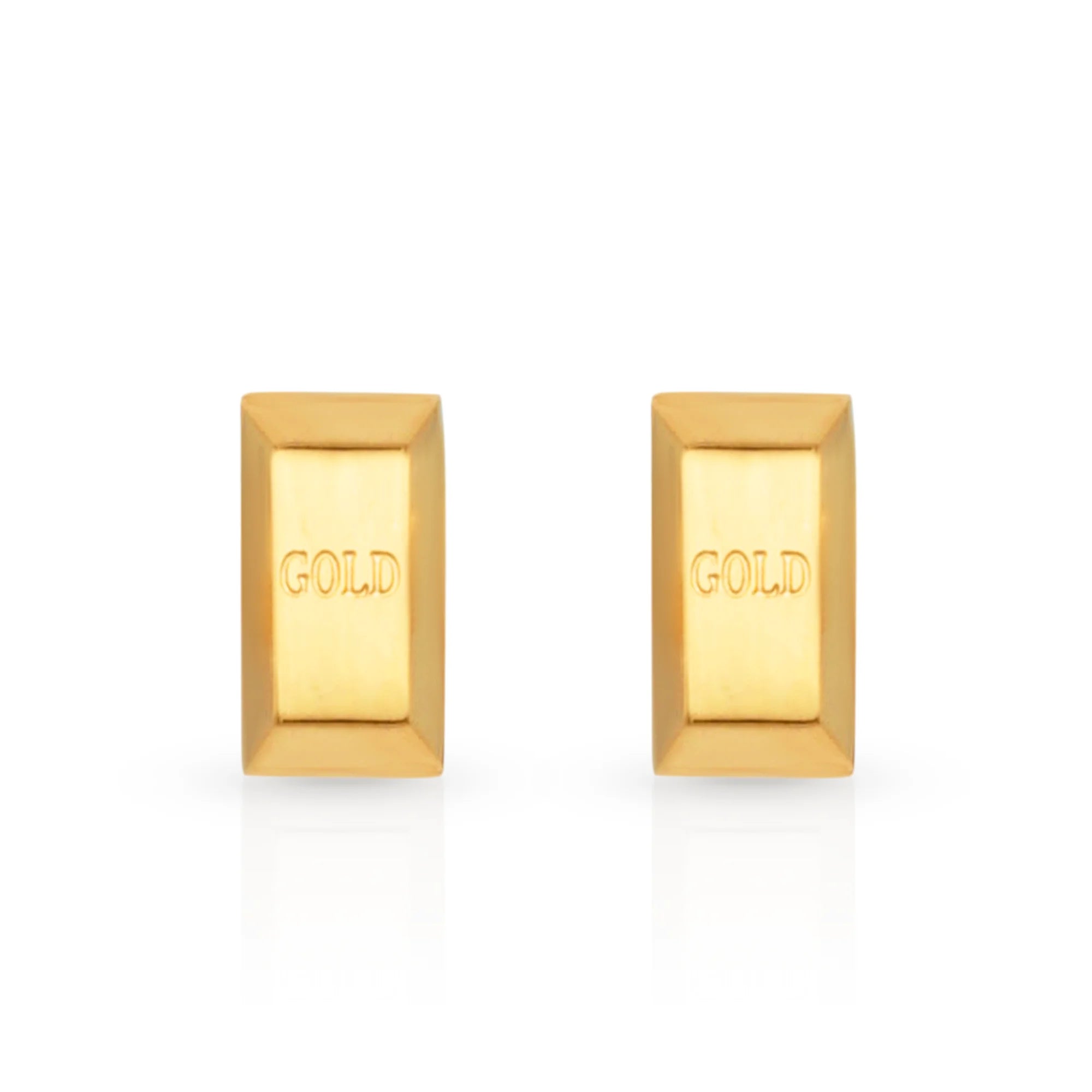 Chris April in Stock 18k PVD Gold Plated 316L Stainless Steel Rectangle Solid Bullion Block Geometric Stud Earrings
