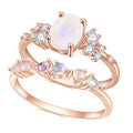 OL0897 OL0954 Abiding Jewelry New Product Natural Moonstone Gemstone Custom Women Sterling Silver Wedding Ring Sets