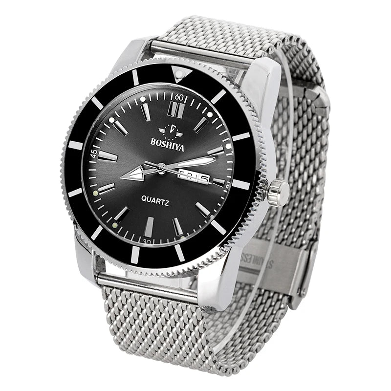 Mens Watches Top Brand Luxury Luminous/Multiple Time Zone Stainless Steel Glass Quartz Analog Wristwatches Men Clocks MegaBDM