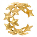 Retro Ethnic Style Stainless Steel Double Star Ring - Fashionable Five-Pointed Star Opening Design