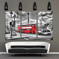 Modern Home Decor 3 Panels Canvas Painting Poster Black and White Red Bus London England Wall Art Prints