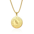 Olivia Bible Verse Pray Hand Pendant Christian Jewelry Gold Plated Stainless Steel Round Medal Praying Hands Necklace