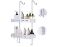 Adjustable Stainless Steel Shower Caddy Rustproof Bathroom Storage Rack with Hooks Hanging Bathtub Organizer Mounted in Corner