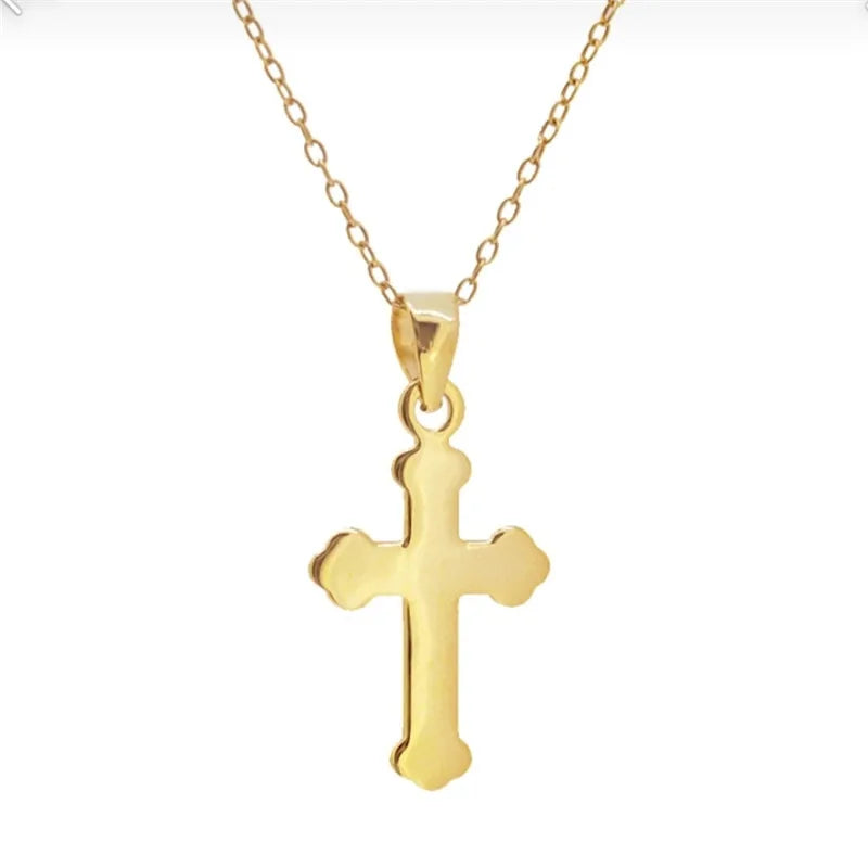 Couple Cross Pendant Necklace Trendy Simple Women Gold Silver Jesus Cross Necklace Male Prayer Necklace Religious Jewelry