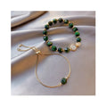 2pcs Simple Green Gemstone Bracelet Female Tiger Eye Stone Personality Bracelet Fashion Design Bracelet Adjustable