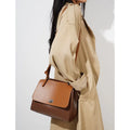 Luxury Genuine Split Cowhide Leather Handbag for Women Classic Commuter Shoulder Bag High-Quality Retro Tote with Metal Lock