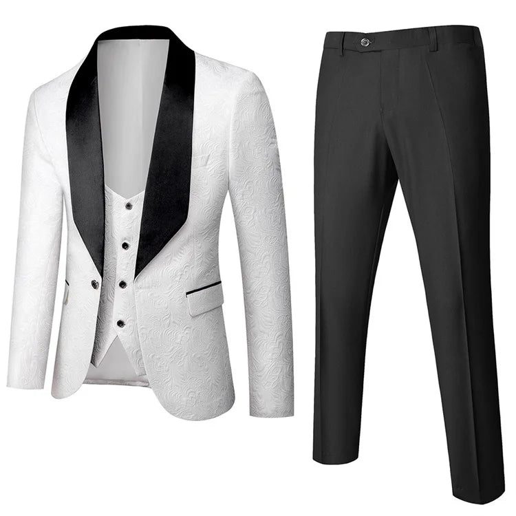 Italian Design Smoking Tuxedo Jacket 3 Piece Groom Business Suits for Men Plus Size Breathable Waterproof
