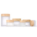 Frosted Glass Cosmetic Cream Jars 30ml 50ml 100ml 120ml 2 oz Lid Face Cream Container with Plastic Components Round Shape