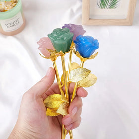 Factory Price Wholesale Natural Healing Crafts Crystal Rose Flower Carvings for Gift