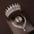 European and American Retro Bride Crown Headwear Dazzling and Luxurious with a Sense of Luxury and  Three Piece Crown Set