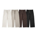 American Sports Men's Casual Cotton Straight Fleece Pants Fall/Winter 365G Elastic Waist Mid Type