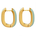 Personalized Stainless Steel Gold Enamel Earrings Candy Color U Shaped Titanium Steel PVD for Gift Oil Drip Rectangle Circle