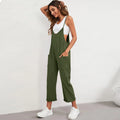 Custom LOGO Spring Summer New Women's Casual Pocket Pants Solid Color Loose Casual Suspender Straight Womens Activewear Jumpsuit