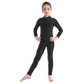 Kids Girls Soft Dance Leotards Breathable Long Sleeves Zippered Ballet Dance Gymnastics Jumpsuit Unitard Dancewear