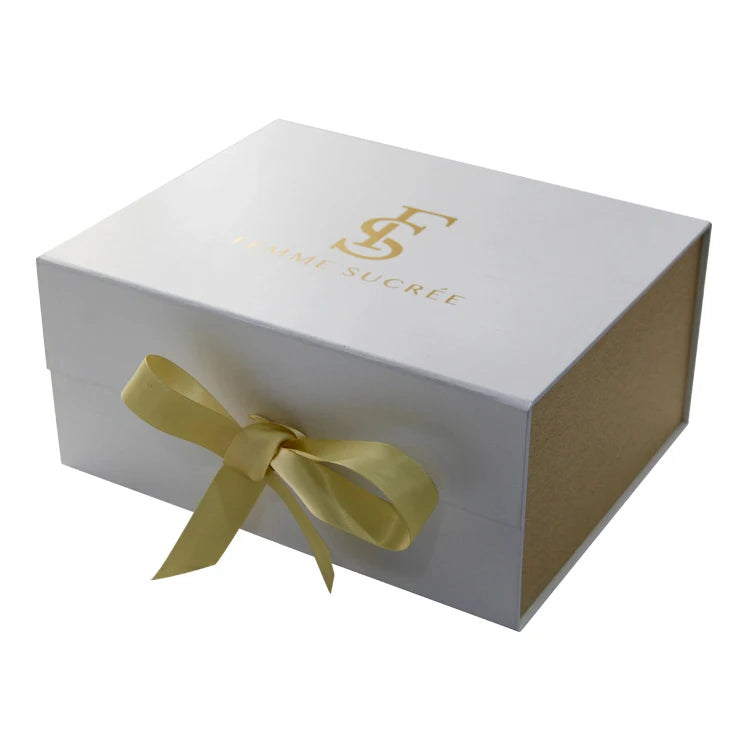 Custom Foldable Color Box Packaging Luxury White Gold Magnetic Cosmetic Gift Boxes with Lid