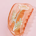 CSFZ0647 Custom Color logo Transparent Orange Flower Design Splicing Acetate Hair Claw Cute Girls Hair Jewelry