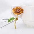Creative Fashion Metal Oil Drop Sunflower Brooch Pin for Women Jewelry Accessories Wholesale