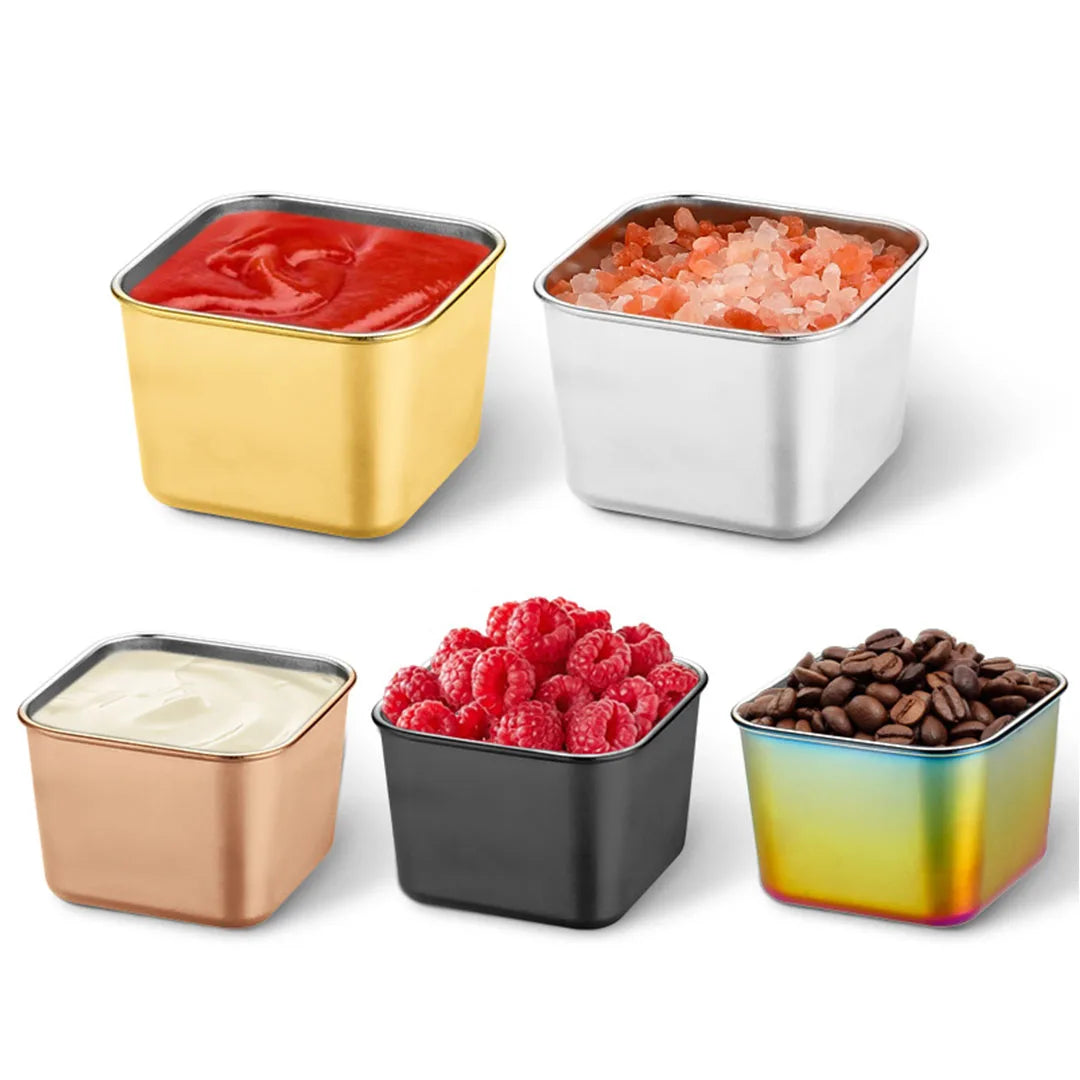 Luxury Gold Silver Rectangular Korean Serving Bowl Custom 304 Stainless Steel Food Metal Plate for Restaurant