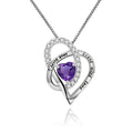 C8961 Abiding Personalized Necklace Pendant Silver Custom Love Heart 925 Natural Amethyst Birthstone Stone Pendant Necklace