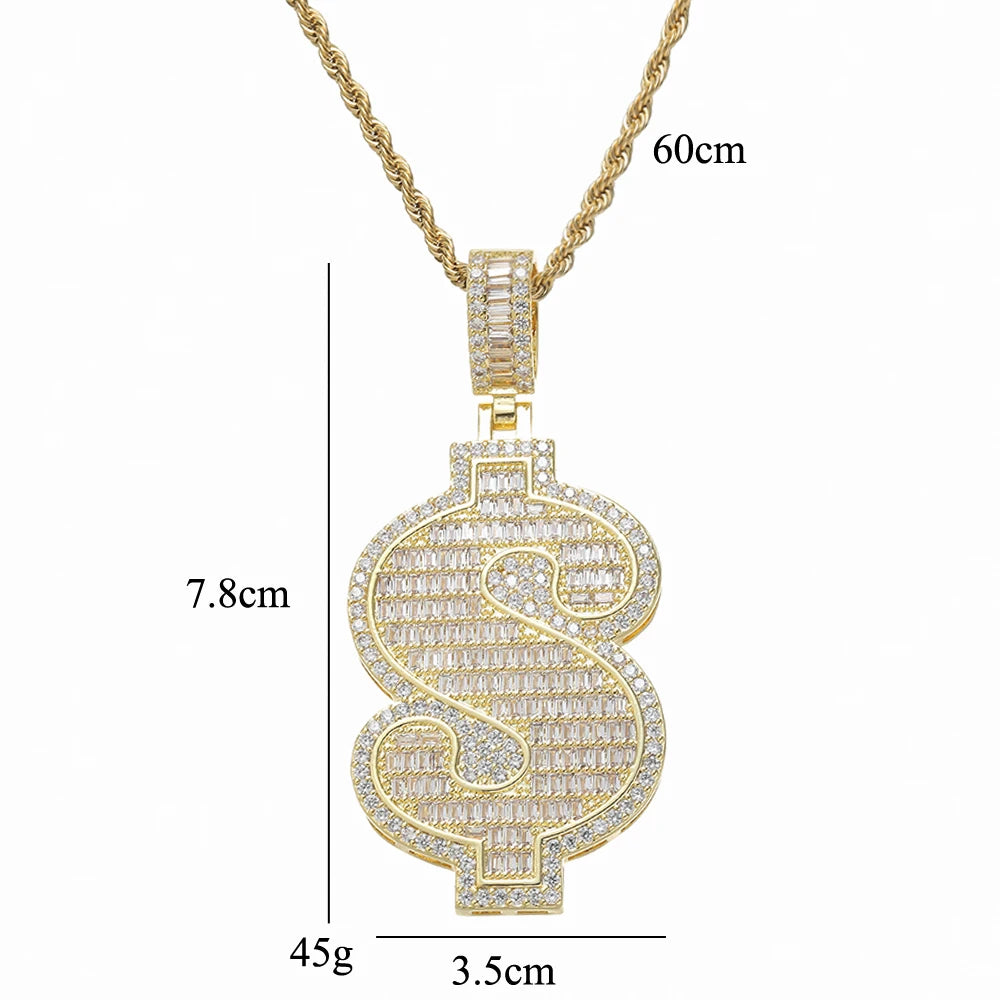 CN447 Brass Micro Pave CZ Symbol Pendants Men and Women Necklace Hip Hop