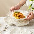French Afternoon Tea Pastry Ceramic Plate Home Relief Western Pasta Plate Ceramic Dessert Salad Plate