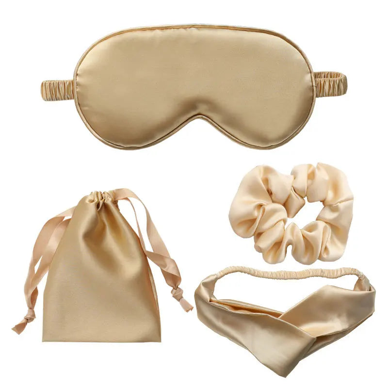 Silk Sleep Sets Hair Band Hair Scrunchie Drawstring Bag Silk Eye Mask