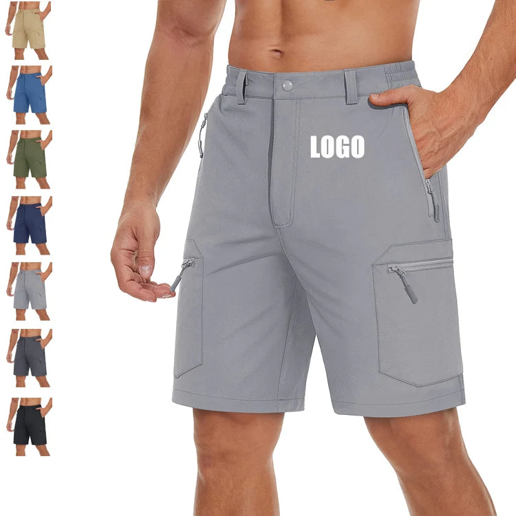 Custom Zipper Pockets Summer Quick Dry Cargo Shorts Mens Fishing Shorts Outdoor Hiking Nylon Work Shorts for Bulk Buyers