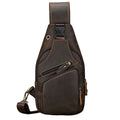 Vintage Crazy Horse Genuine Leather Men's Sling Bag Travel Crossbody Chest Bag Shoulder Cowhide Leather Chest Bags for Men
