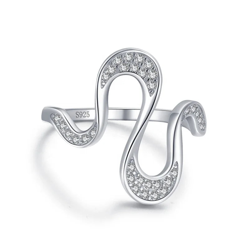 JZ1527 Fashion Cheap Price Jewelry Classic Design Sterling Silver Girls Rings Zircon CZ Stone 925 Silver S Wave Ring for Women