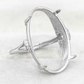 Sterling Silver 18*25mm Semi Mount Ring Empty Frame Blank Support Claws Setting S925 Base Holder Without Center Stone for Inlay